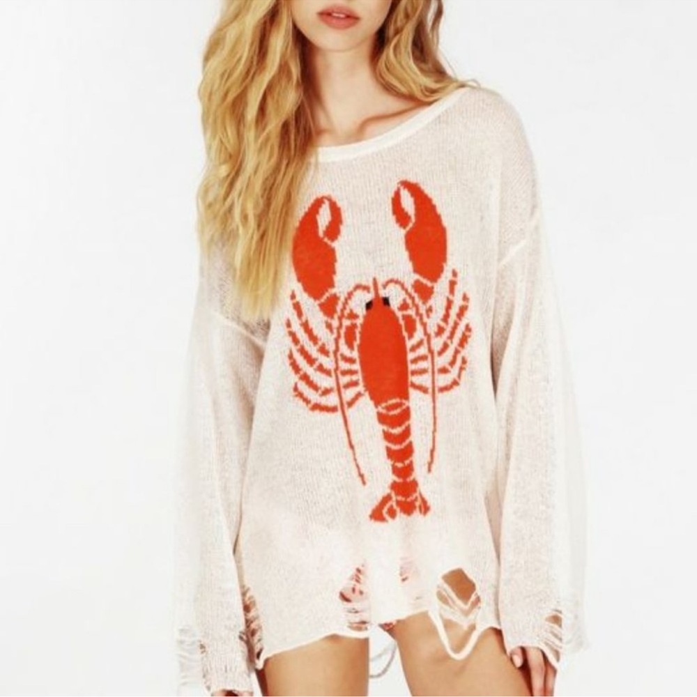 Wildfox distressed lobster lightweight sweater 
Perfect condition. Worn 1x
